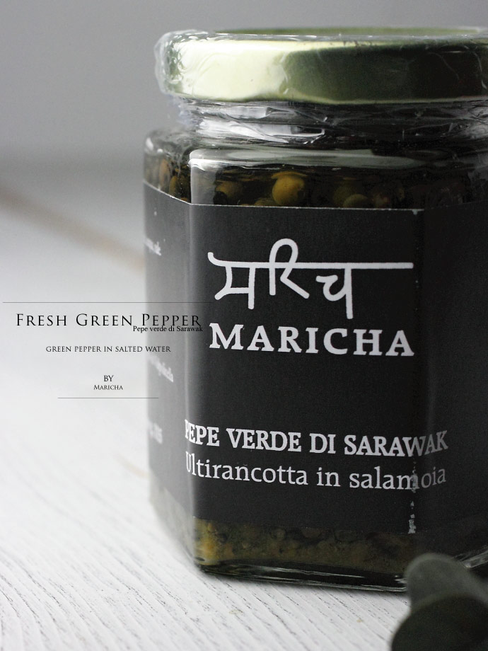 グリーンペッパーの塩水漬け マリチャ社 イタリア産 (Italian Green Pepper preserved in salt water by Maricha)