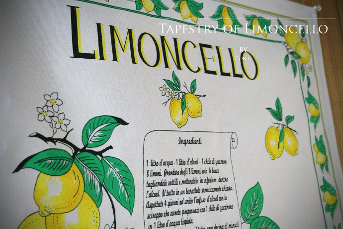 リモンチェッロの作り方・タペストリー コンティ社 イタリア産 (Italian Tapestry of Limoncello by conti)