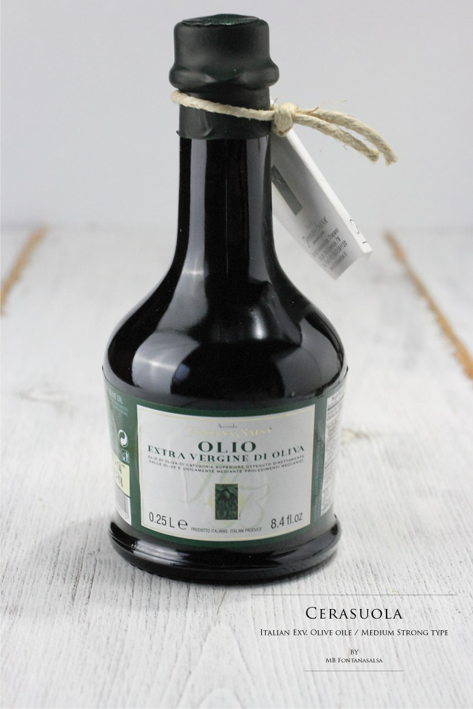 単一品種 (チェラソーラ種) EXV オリーブオイルMB イタリア産 (Italian EXV Olive oile Cerasuola by MB Fontana Salsa)