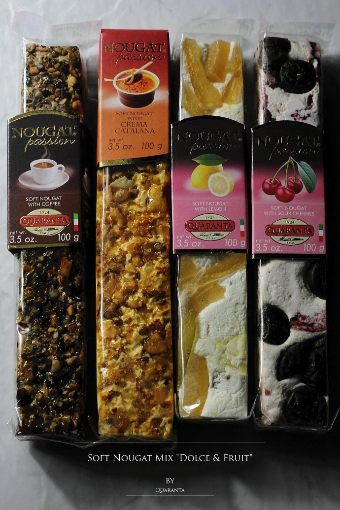 ソフト・ヌガー フルーツ ドルチェ 4種4本セット クアランタ社 イタリア産 (Italian Soft Nougat fruits & Dolce set by Quaranta)