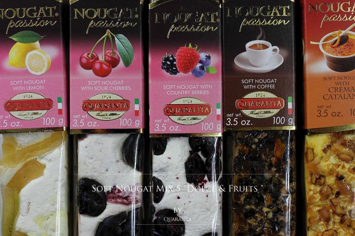 ソフト・ヌガー ドルチェ & フルーツ 5種5本セット 500g クアランタ社 イタリア産 (Italian Soft Nougat Fruit & Dolce set by Quaranta)