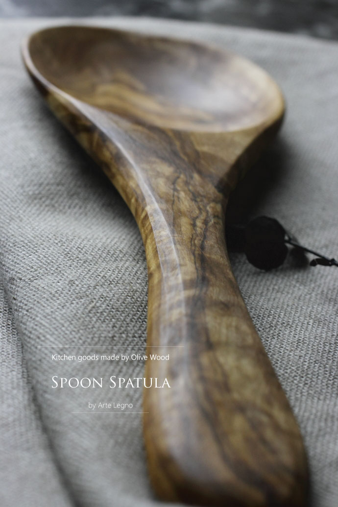 ヘラ (スプーンタイプ) アルテレニョ社 イタリア製 (Italian Spoon Spatula made by Arte Legno Olive Wood)